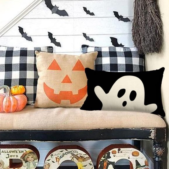 Halloween Pillow Cover 12x20 Ghost Decorations Outdoor Home Sofa - Picture 4 of 6